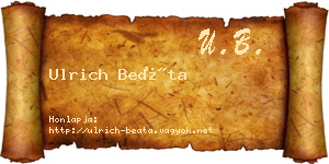 Ulrich Beáta névjegykártya
